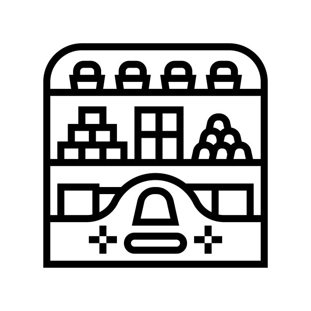 柜台糖果店线图标矢量插图图片下载