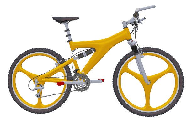 黄色山地车孤立在白色的背景图片下载