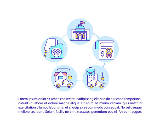 电动汽车家庭充电点概念线图标与文本。图片下载