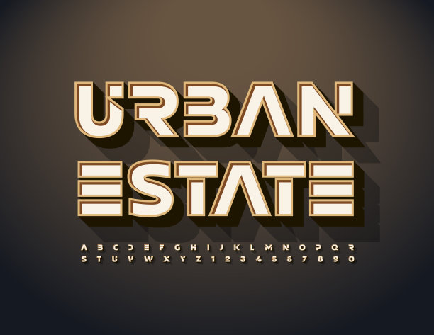 向量奢侈象征城市地产。创造性字母和数字集合图片下载