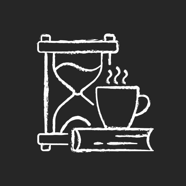 慢生活粉笔白色图标在黑暗的背景图片下载