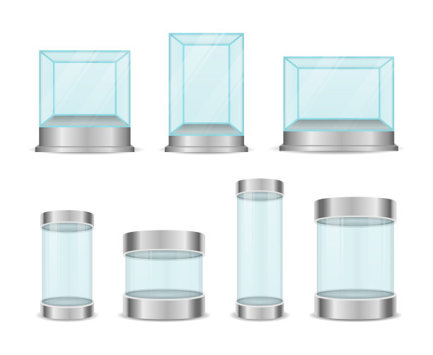 玻璃箱筒，水晶立方体，用于展示。图片下载