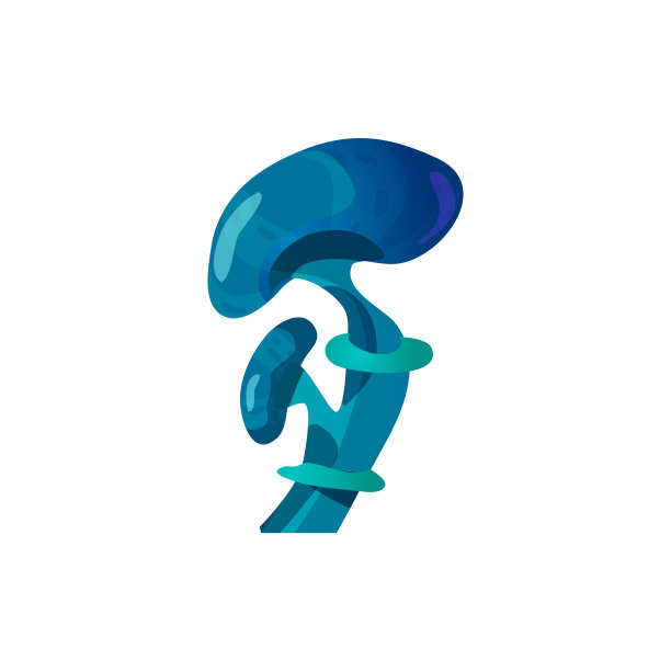 奇异的幻想蘑菇生长在陌生的大自然中，毒蕈呈蓝色图片下载