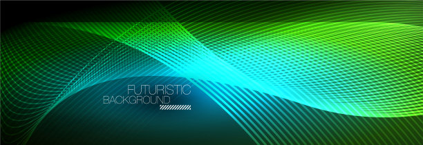 抽象的霓虹灯在黑暗中发出波浪般的光图片下载