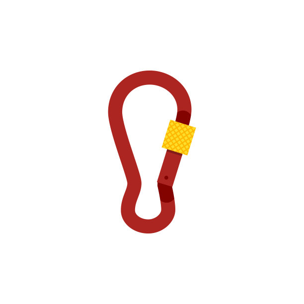 登山装备钩环连接，平面矢量插图孤立在白色上。图片下载