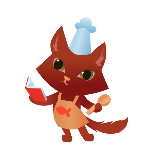 卡通猫，一只正在看食谱的猫图片下载