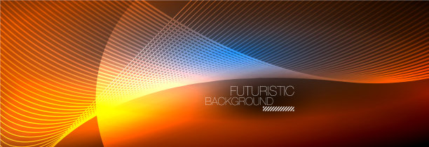 抽象的霓虹灯在黑暗中发出波浪般的光图片下载