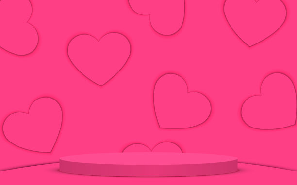 工作室里粉红色的讲台和粉红色的心图片下载