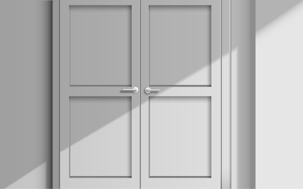 白色的门，阳光从窗户射进来图片下载