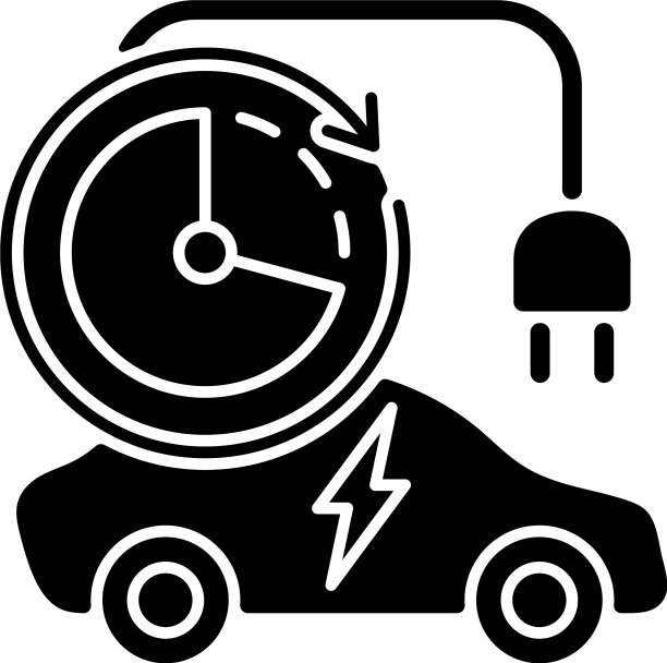 充电时间黑色字形图标图片下载