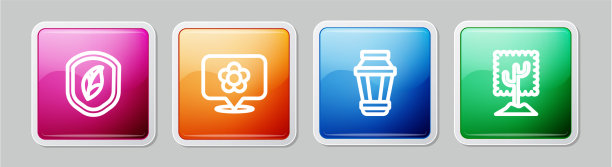 用树叶定位花园设置线盾图片下载