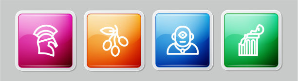 设线希腊头盔橄榄树枝独眼巨人图片下载