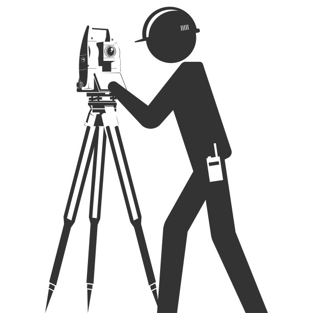 测量师使用大地测量仪器的轮廓图片下载