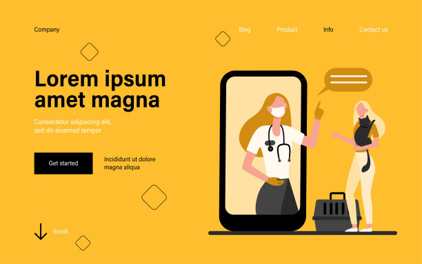 兽医在智能手机屏幕上咨询女人与猫图片下载