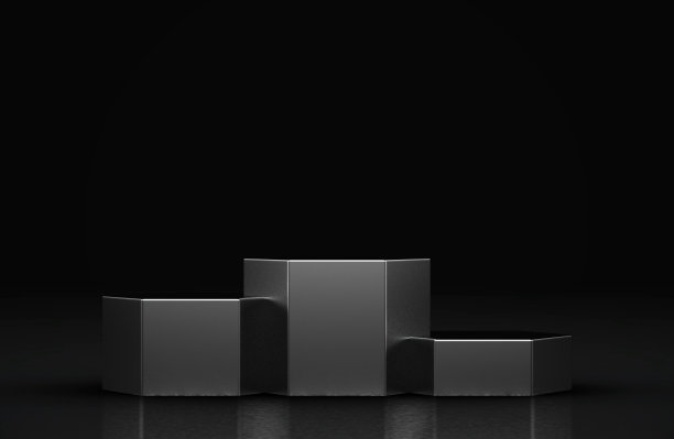 空白的产品支架和黑色背景。三维渲染图片下载