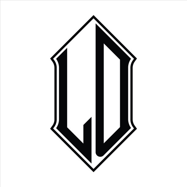 Ld标志与盾形和轮廓字母组合图片下载