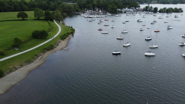 停泊在湖上的游艇图片下载