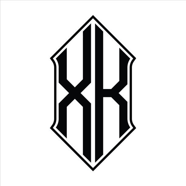 盾形轮廓XK字母组合logo设计图片下载