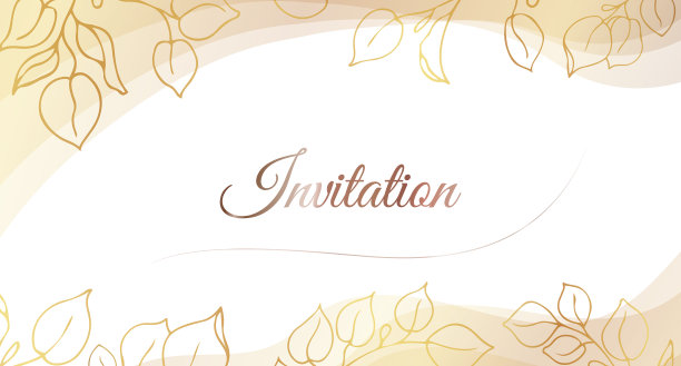 金箔的请帖镶嵌在镀金的树叶和树枝上图片下载