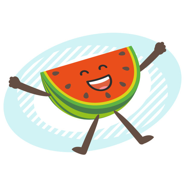 卡通西瓜人物高兴地跳着图片下载