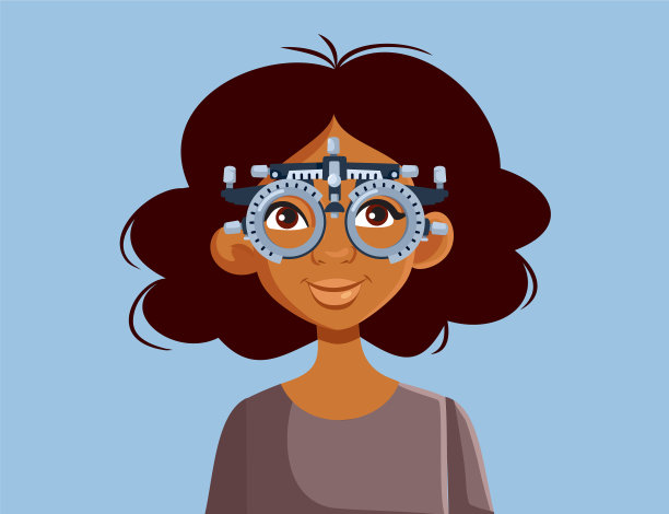 年轻的非洲妇女在眼科检查咨询图片下载