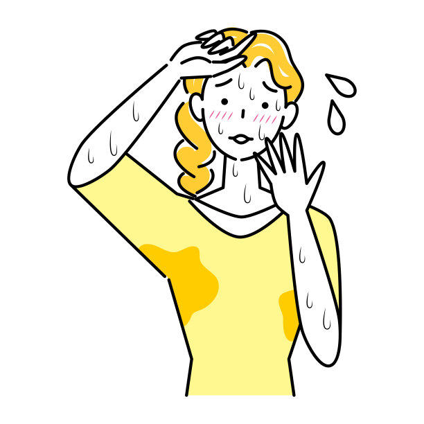 可爱女人饱受汗水困扰插画矢量图图片下载