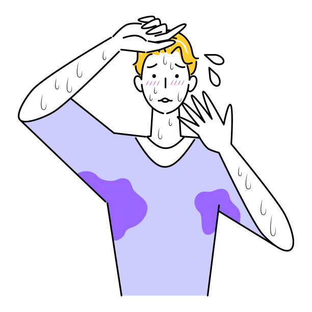 因汗流浃背而烦恼的可爱男人插画矢量图图片下载
