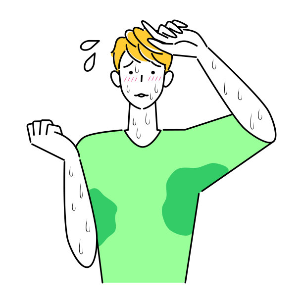 因汗流浃背而烦恼的可爱男人插画矢量图图片下载