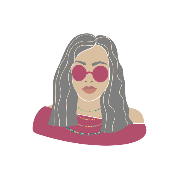 时髦的女孩帽子眼镜绘制，伟大的设计为任何目的。美丽时尚的设计。夏天图标。美丽的插图。有趣的聚会。向量的风格。图片下载