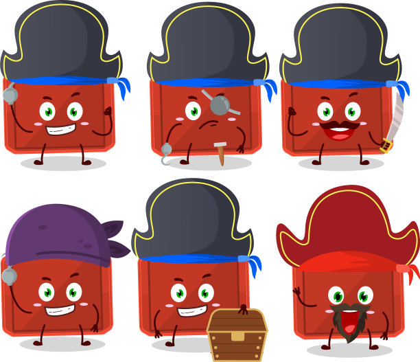 卡通红色塑料托盘与各种海盗图片下载