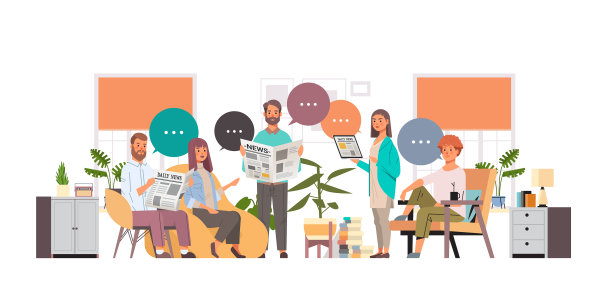 同事们阅读报纸，讨论新闻图片下载