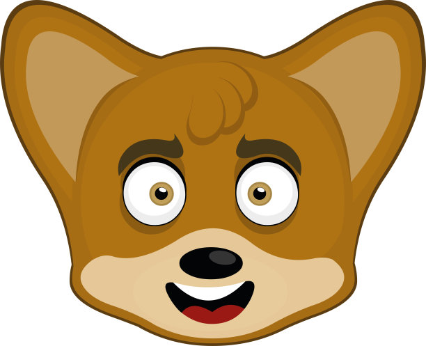 矢量表情插图卡通一只狐狸的头与快乐的表情和微笑图片下载