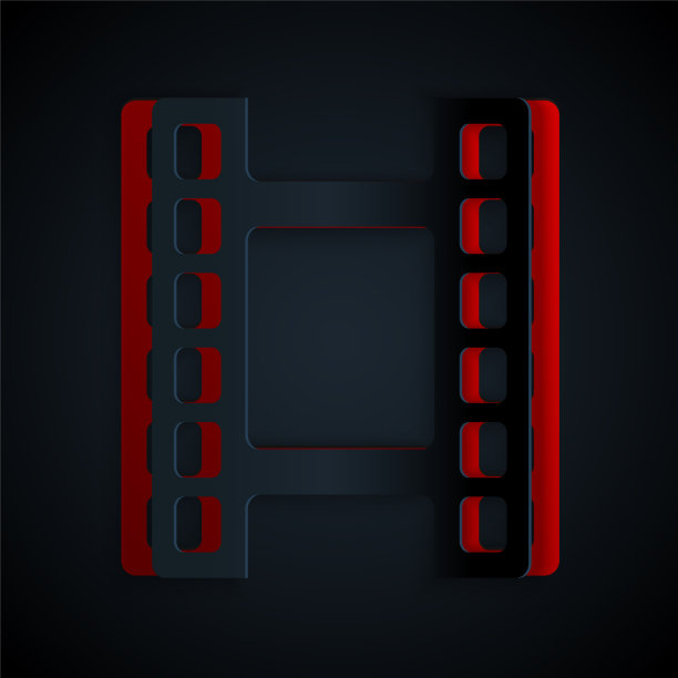 剪纸播放视频图标孤立在黑色图片下载