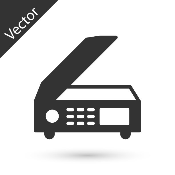 灰色扫描仪图标隔离在白色背景图片下载