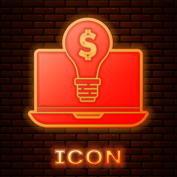 发光的霓虹灯商业灯泡与美元图片下载