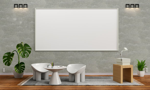 幼儿园室内家教室采用loft色调，3D渲染图片下载