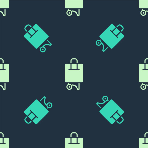 绿色和米色手提箱为旅游图标孤立图片下载