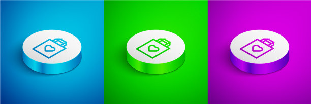 等距线购物袋与心脏图标图片下载