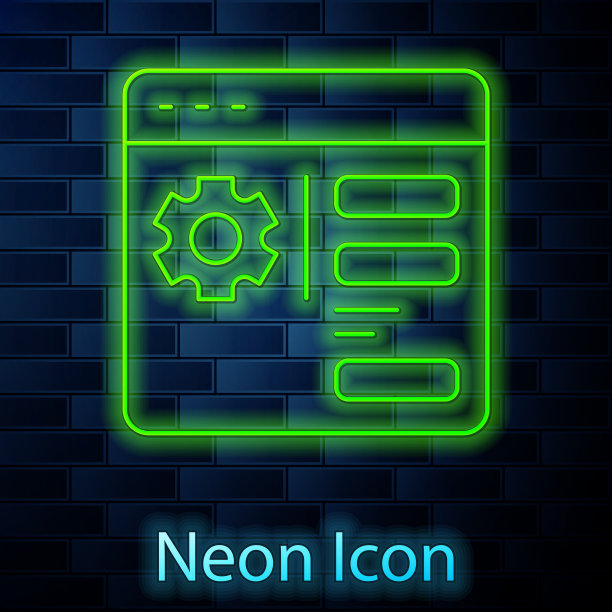 发光的霓虹灯线浏览器设置图标隔离图片下载