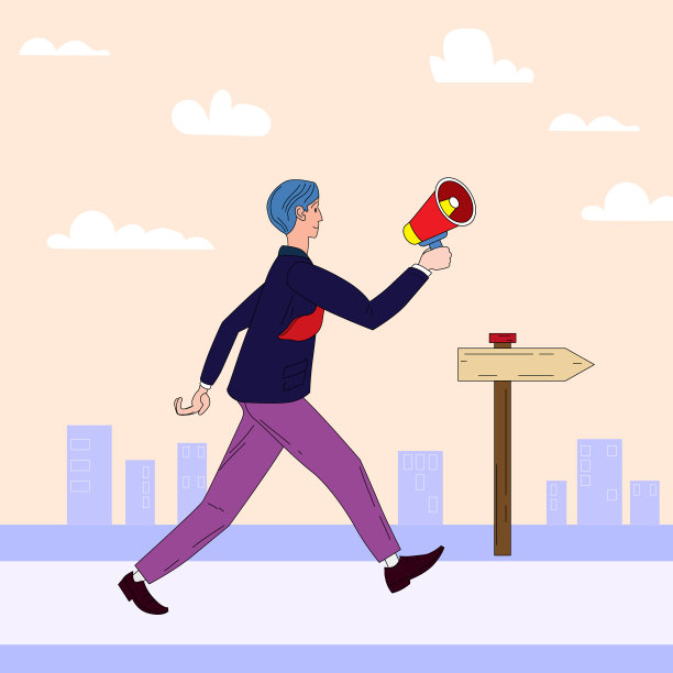 商人拿着扩音器上街图片下载