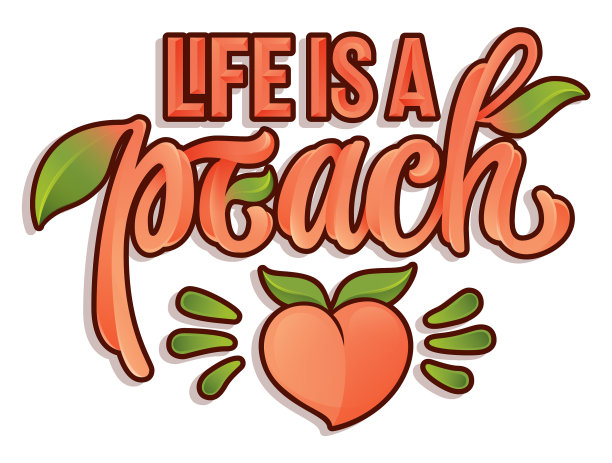 手绘的现代字母-生活是一个桃子图片下载