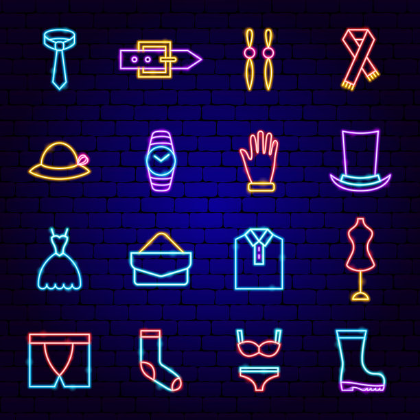 时尚服装霓虹灯图标图片下载