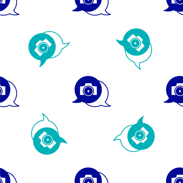 蓝色照片相机图标隔离无缝模式图片下载