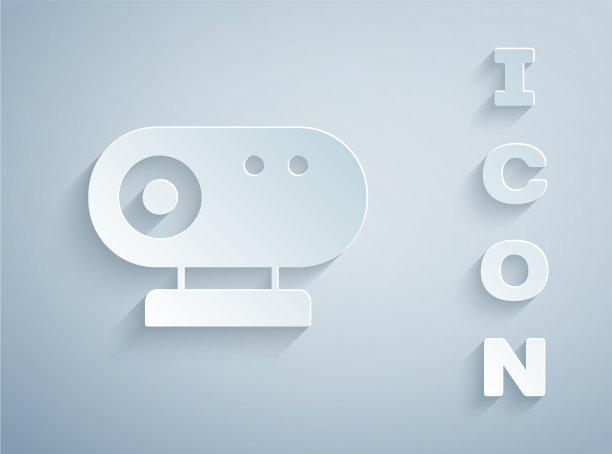 剪纸网络摄像机图标孤立在灰色图片下载