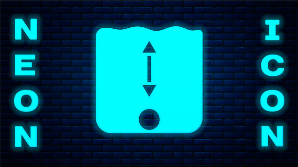 发光的霓虹灯深度测量图标隔离图片下载