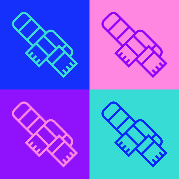 流行艺术线冬季围巾图标孤立的颜色图片下载