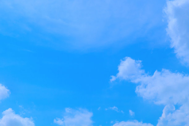 夏季白天，蓝天和部分多云的高空视角，天空和云的背景图片下载