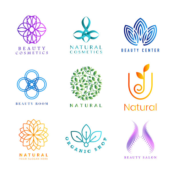 设置彩色天然化妆品标志图片下载