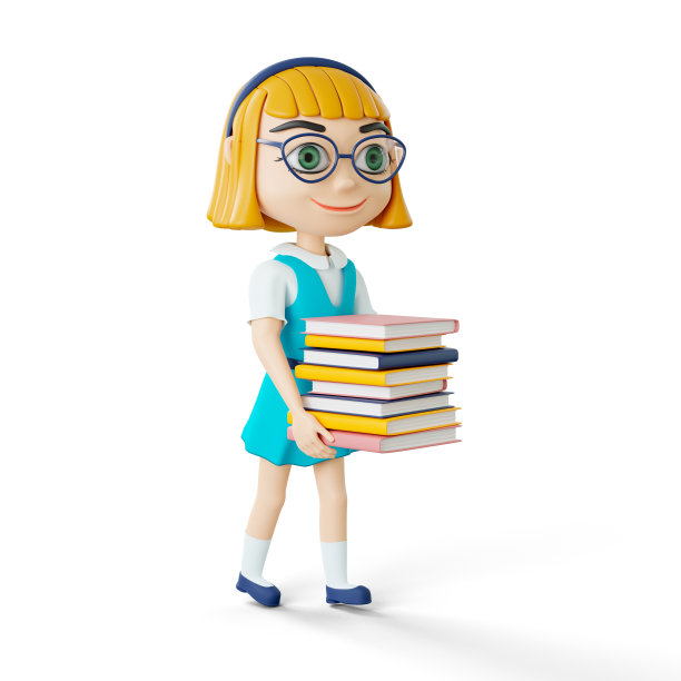 教育和返校观念。3d可爱的卡通女学生图片下载