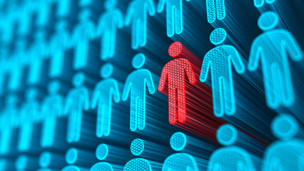 3d插图很多人与独特的人。从人群中脱颖而出。业务组组长。团队合作的概念。例如，它可以用来显示大流行性冠状病毒Covid-19和感染人。图片下载